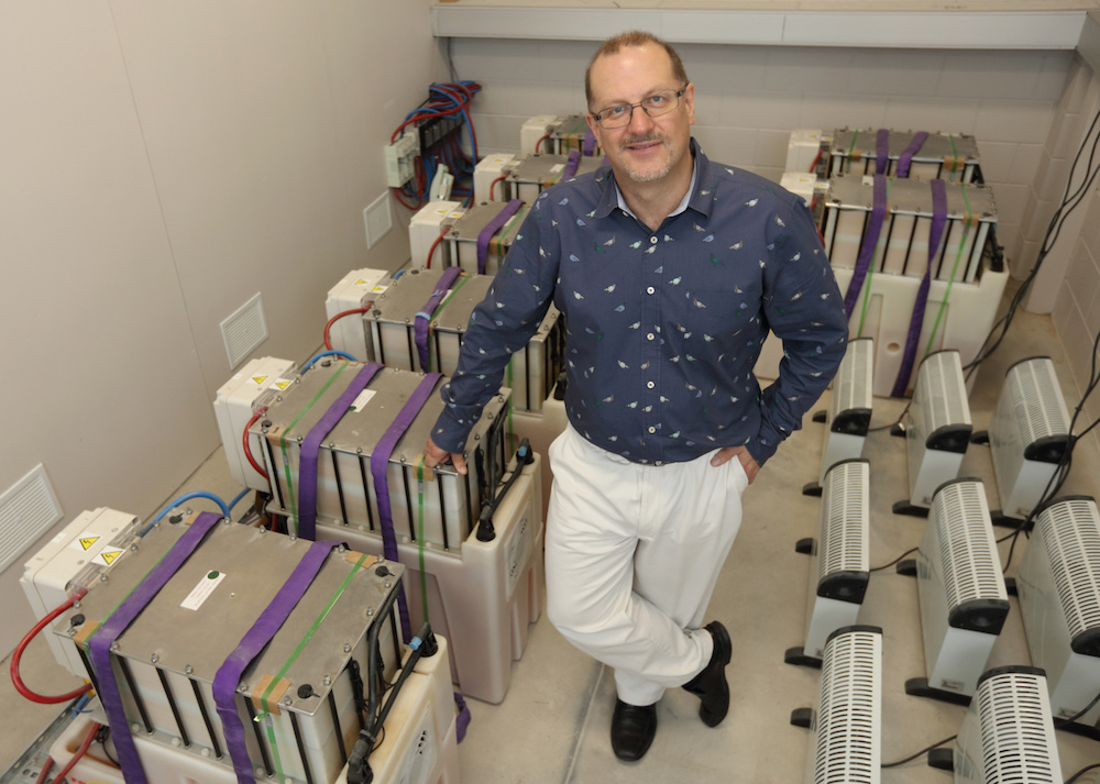 Simon Hackett in Redflow's Adelaide battery lab